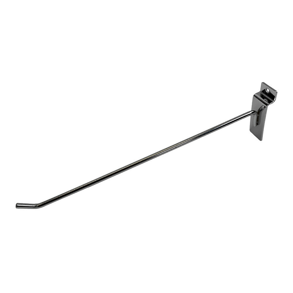 12" Slatwall Hook Panel Display Hooks, 1/4" Thickness Metal, Chrome - PACK 24