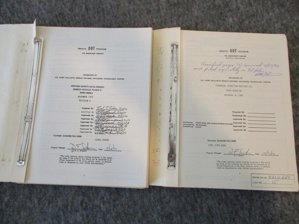 BOEING ABMDA DOT ROCKET LAUNCH VEHICLE REPORTS GROUND SAFETY/TECH DIR 1979-1982