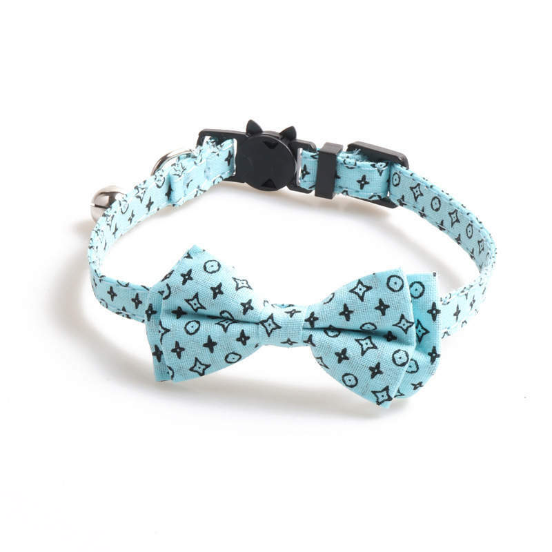 Check Plaid Cat Collar Breakaway - Bow tie Leopard Removable Kitten Silver Bell