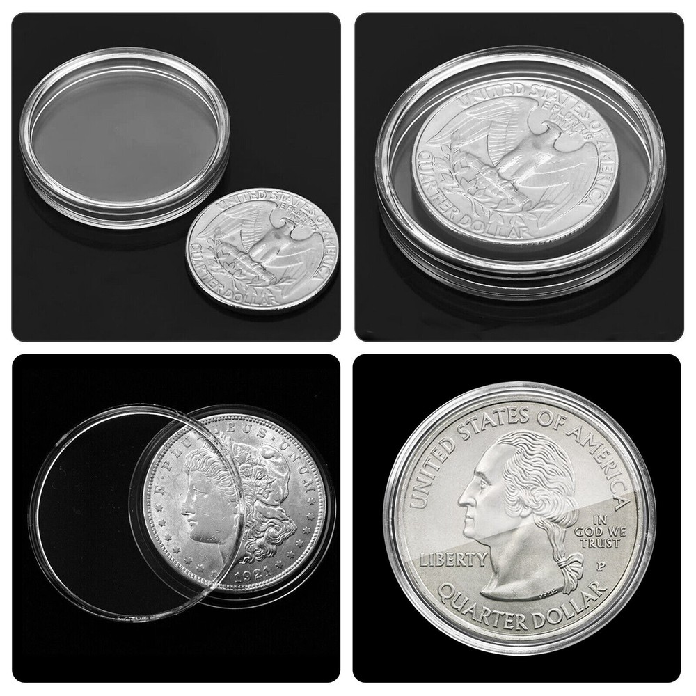 30PCS Plastic Clear Round Coin Capsule Container Storage Box Holder Case 40MM