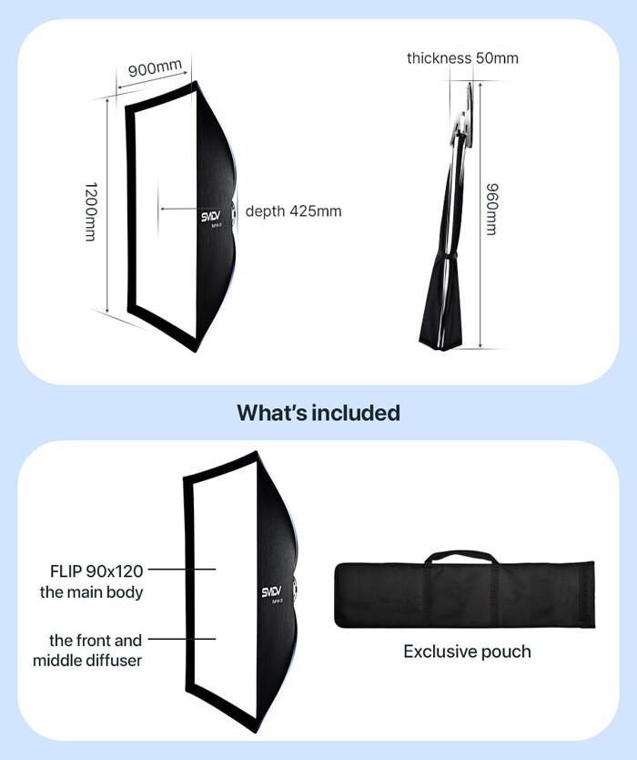 SMDV FLIP NEMO 90x120 Quick Soft Detachable Rectangular Diffuser Speed-Box+Pouch