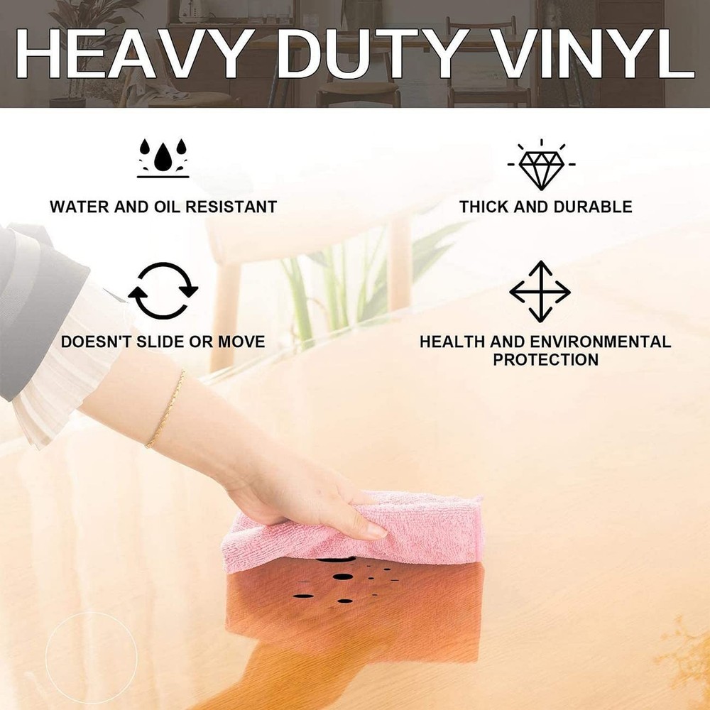 Leffora Clear Table Cover Protector 14 x 14" x 67" (Rectangular), 1.5mm