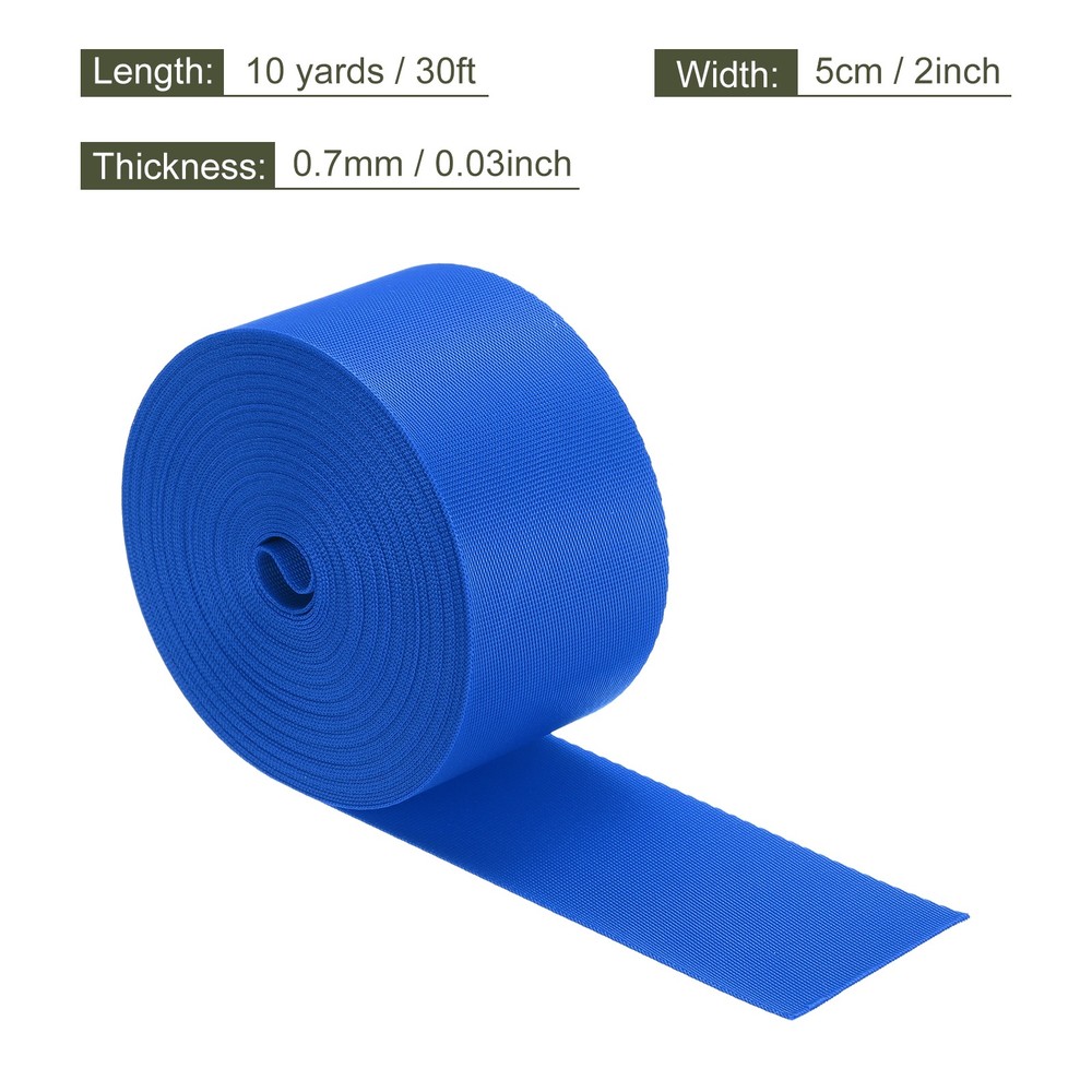 Flat Nylon Webbing Strap 2 Inch 10 Yards Blue for Backpack