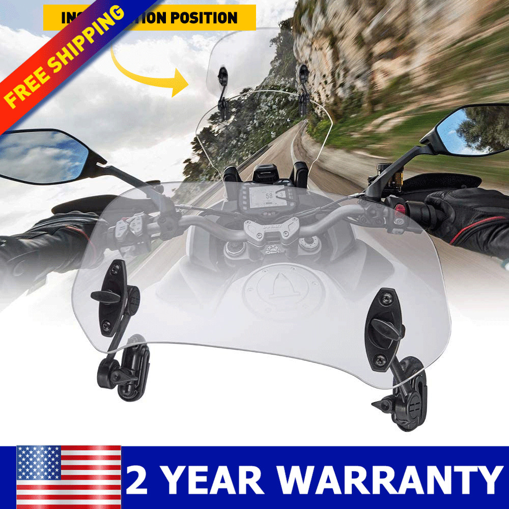 For Motorcycle Adjustable Clip On Windshield Extension Spoiler Deflector