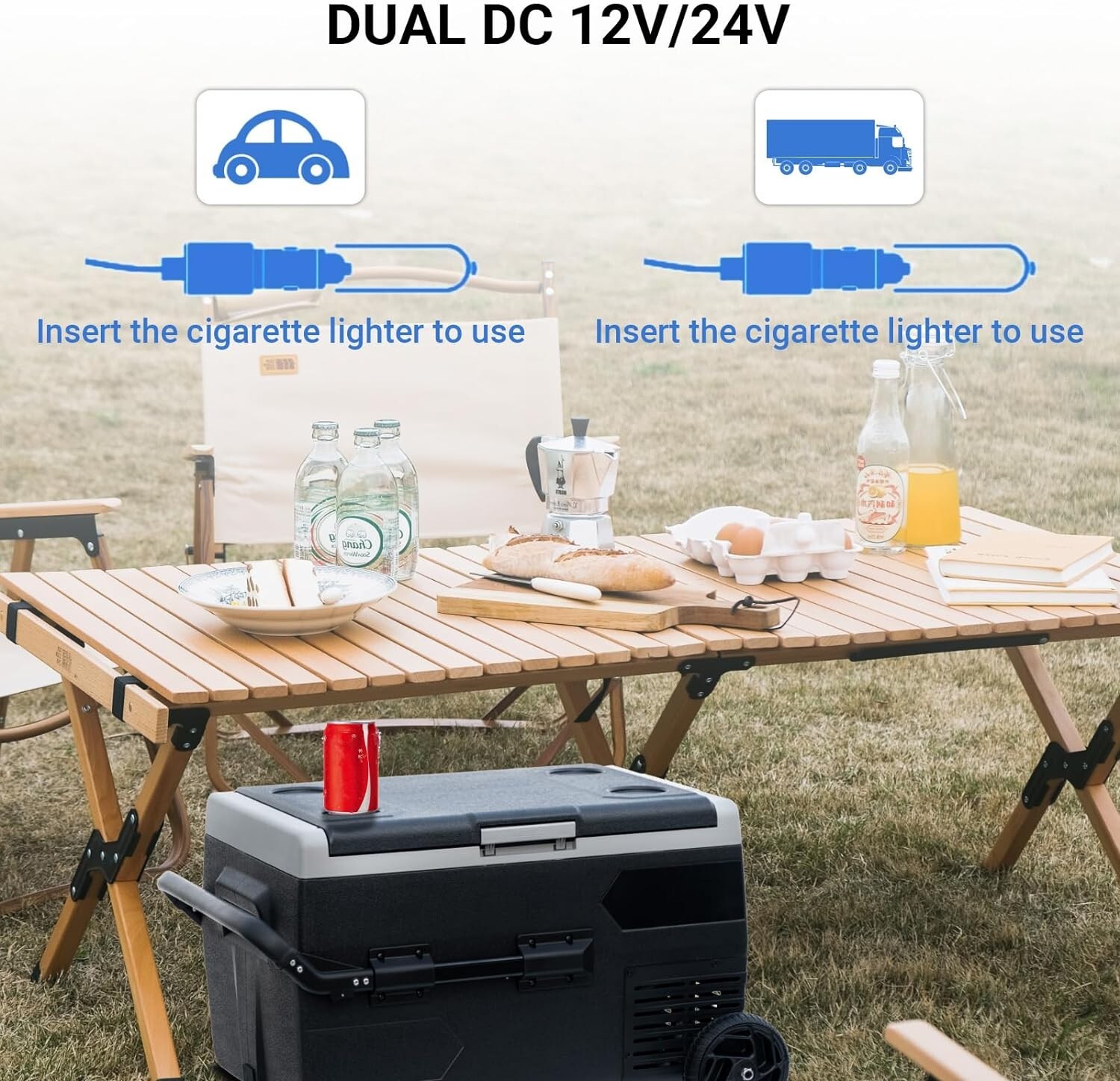 53QT/50L Truck Car RV Fridge/Freezer DC 12V/24V Compressor Camping Refrigerator