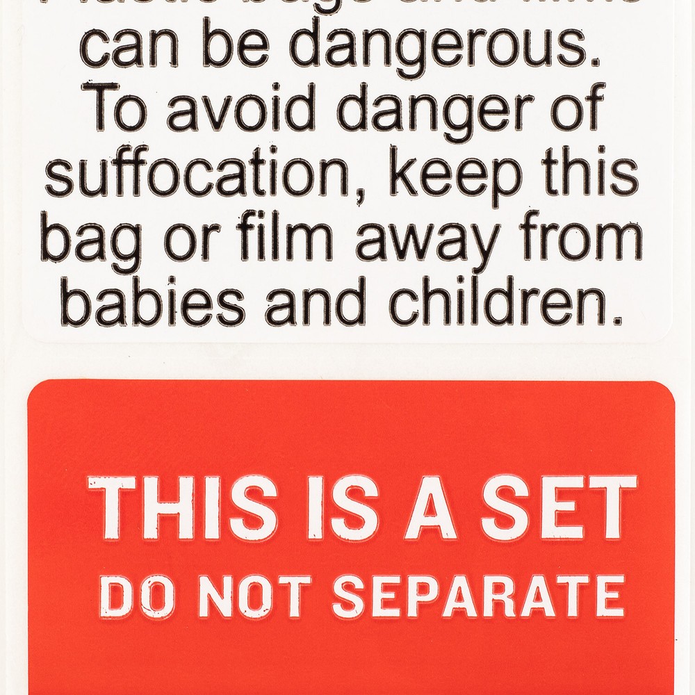 FBA Combo THIS IS A SET DO NOT SEPARATE/SUFFOCATION WARNING (4) Rls/2000 Labels