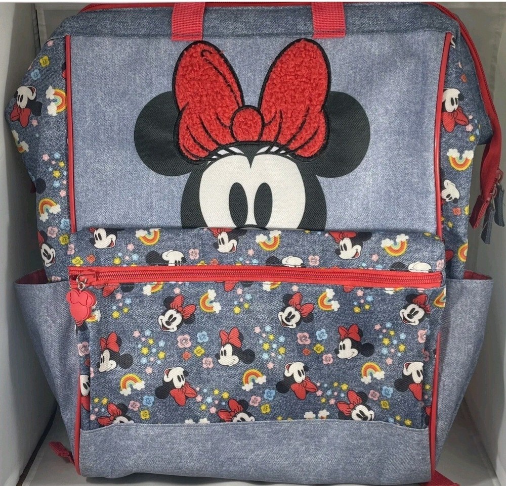 Disney Minnie Mouse Back Pack Chenille Bow Weekender