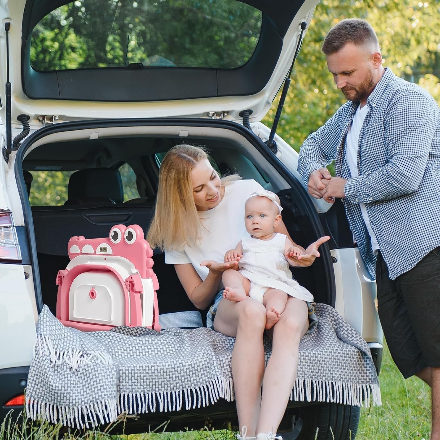 Collapsible Baby Bathtub for Newborn with Thermometer & 1 Hooded Towel & 1 So...
