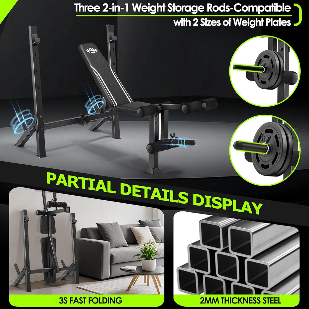 900LBS Olympic Weight Bench Set with Squat Rack Adjustable Bench Press Bench wit