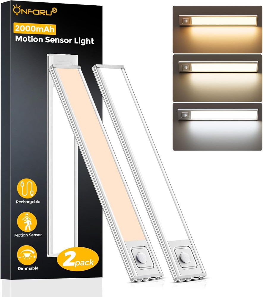 9.8" Under Cabinet Lighting, 2000mAh USB-C Rechargeable, Motion Sensor Under ...