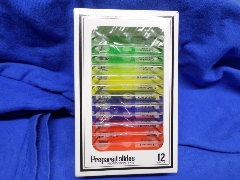 Prepared Microscope Slides 12-Pack Variety, Plastic