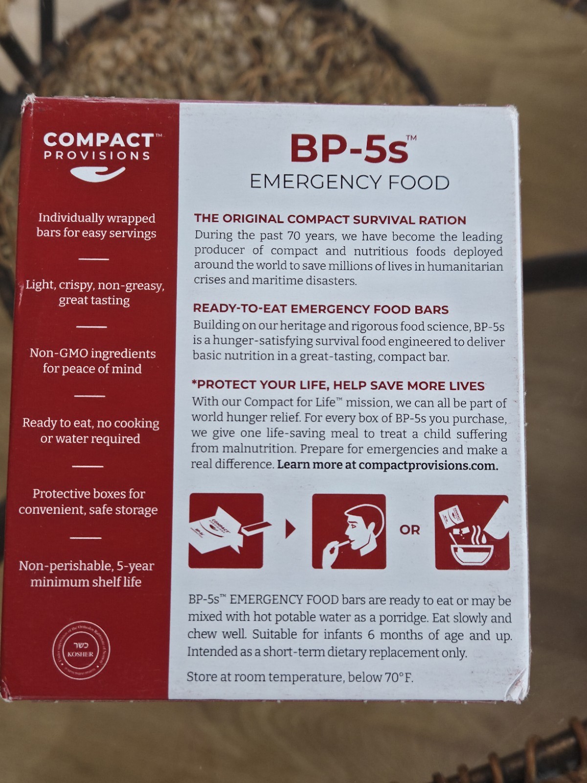 Emergency Survival Rations – BP-5s Compact Provisions, 9 Bars, Non-Perishable