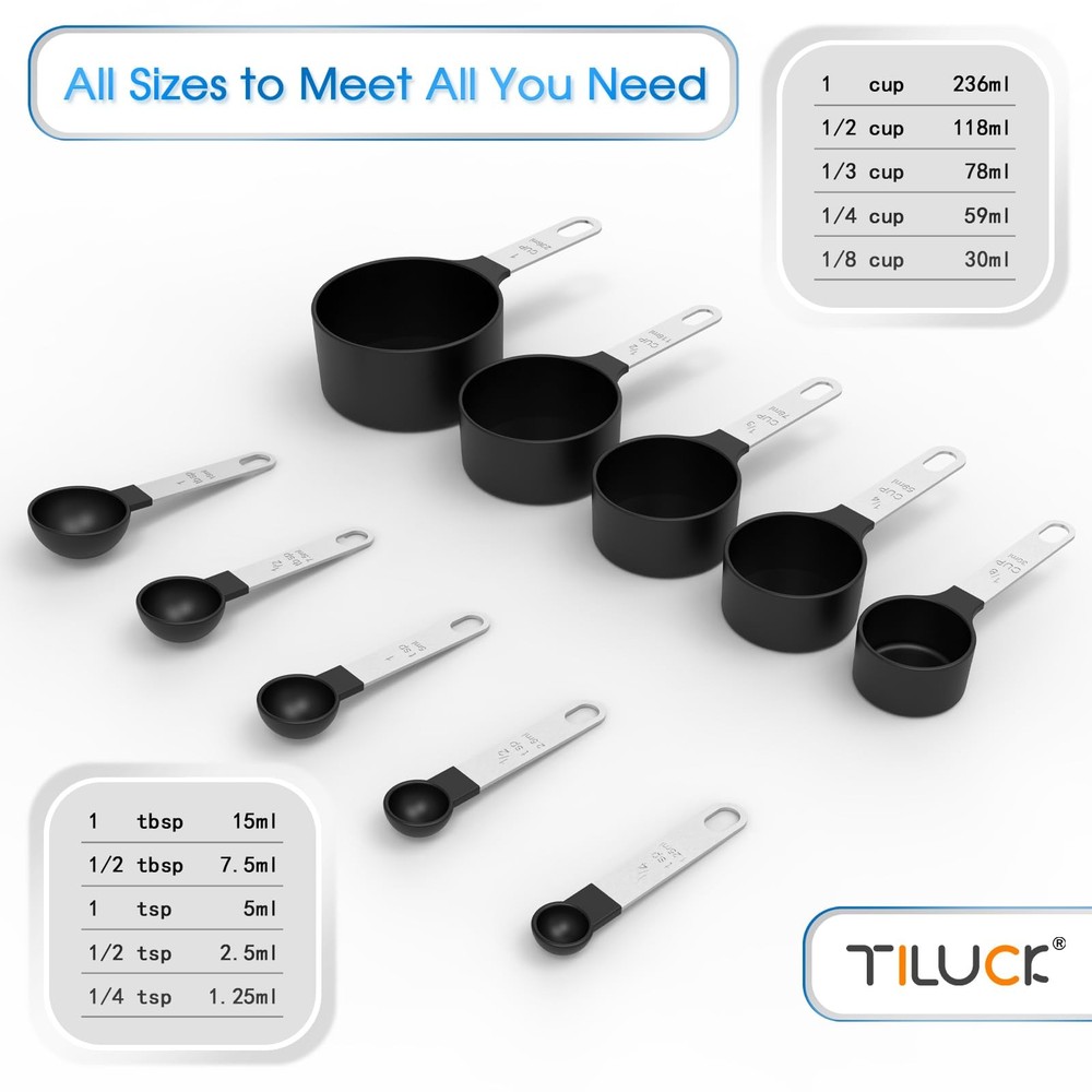 TILUCK Measuring Cups Spoons Set, Stackable Cups and Spoons, Nesting Measure...