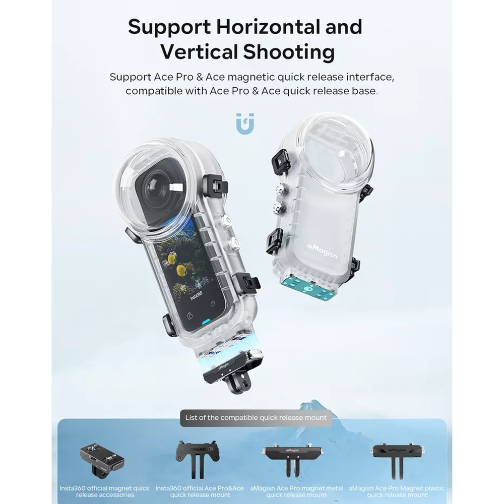 50M Quick Release Invisible Diving Case for Insta360 X4 Waterproof