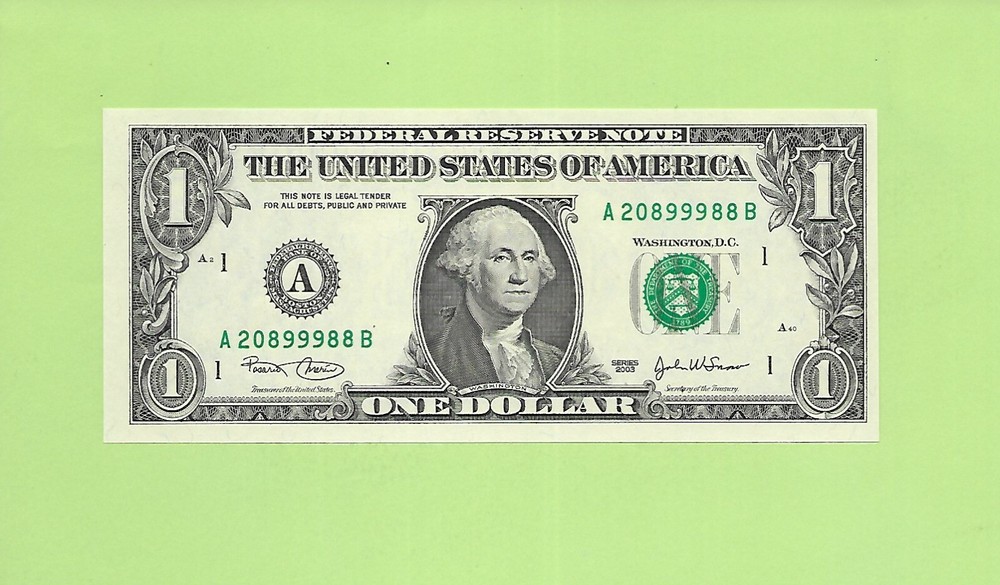 2003 ..UNCIRC $1  A 2089 9988 B  .... 2003 $1  A-B      NICE NOTE      FRN