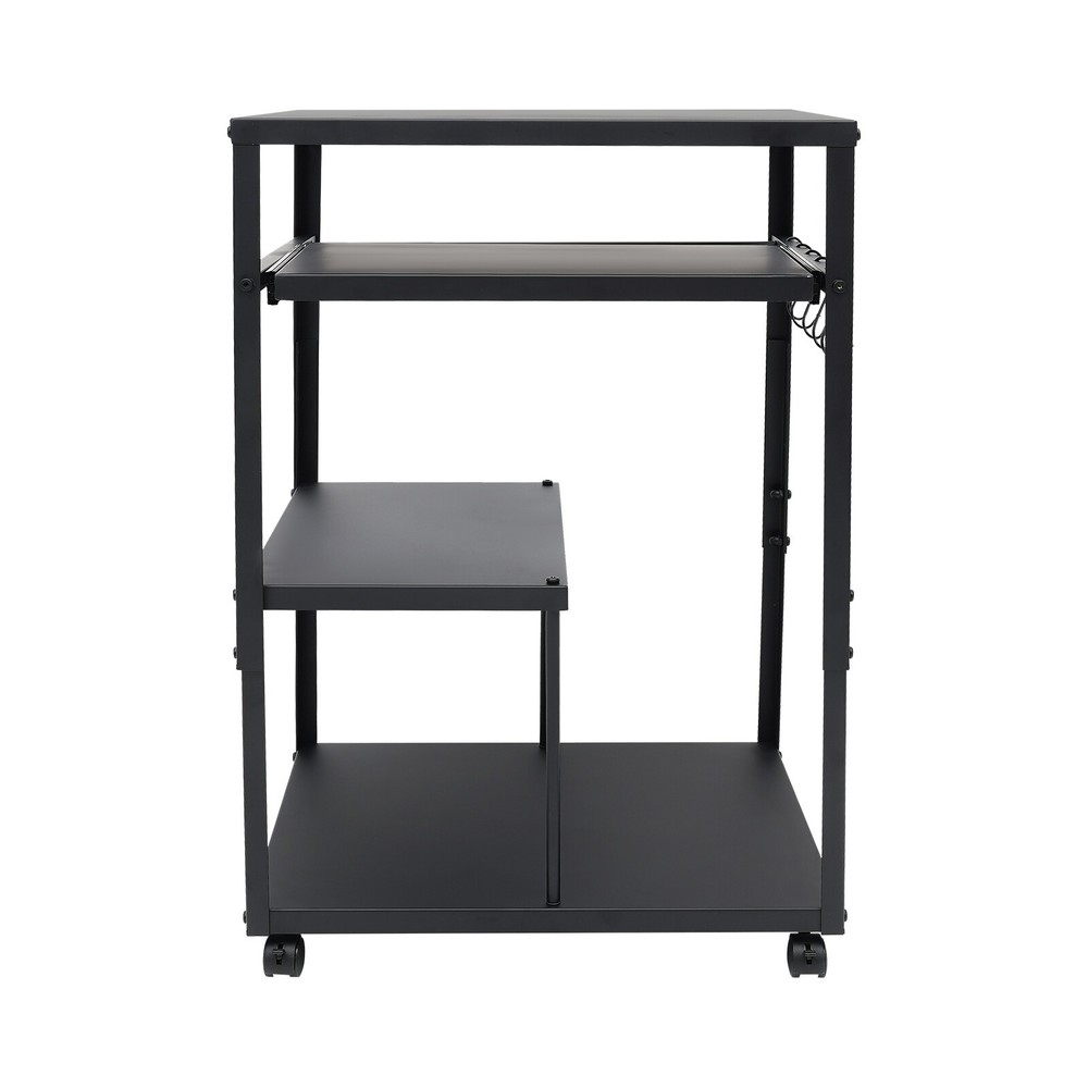 Computer Desk With Keyboard Tray Height Adjustable Rolling Presentation Table