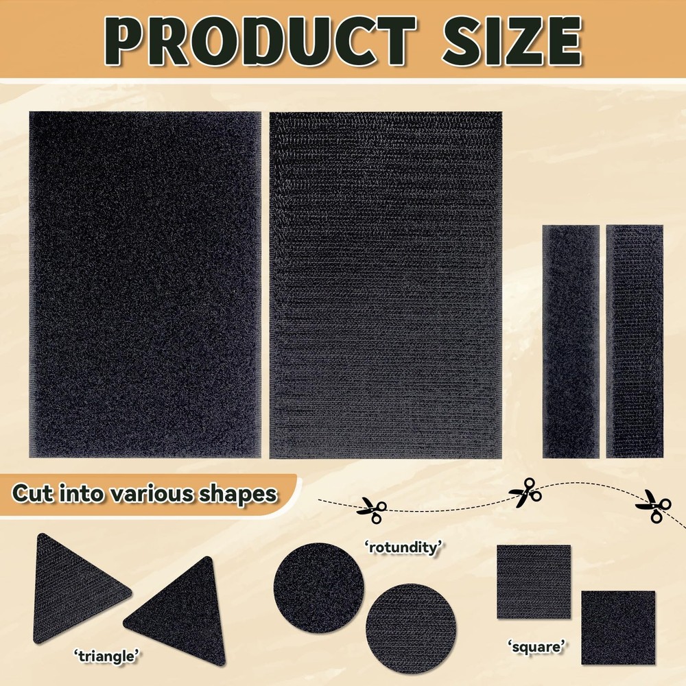 12 Sets 4x6 inch Hook and Loop Strips with Adhesive,Black Hook and Loop Self...