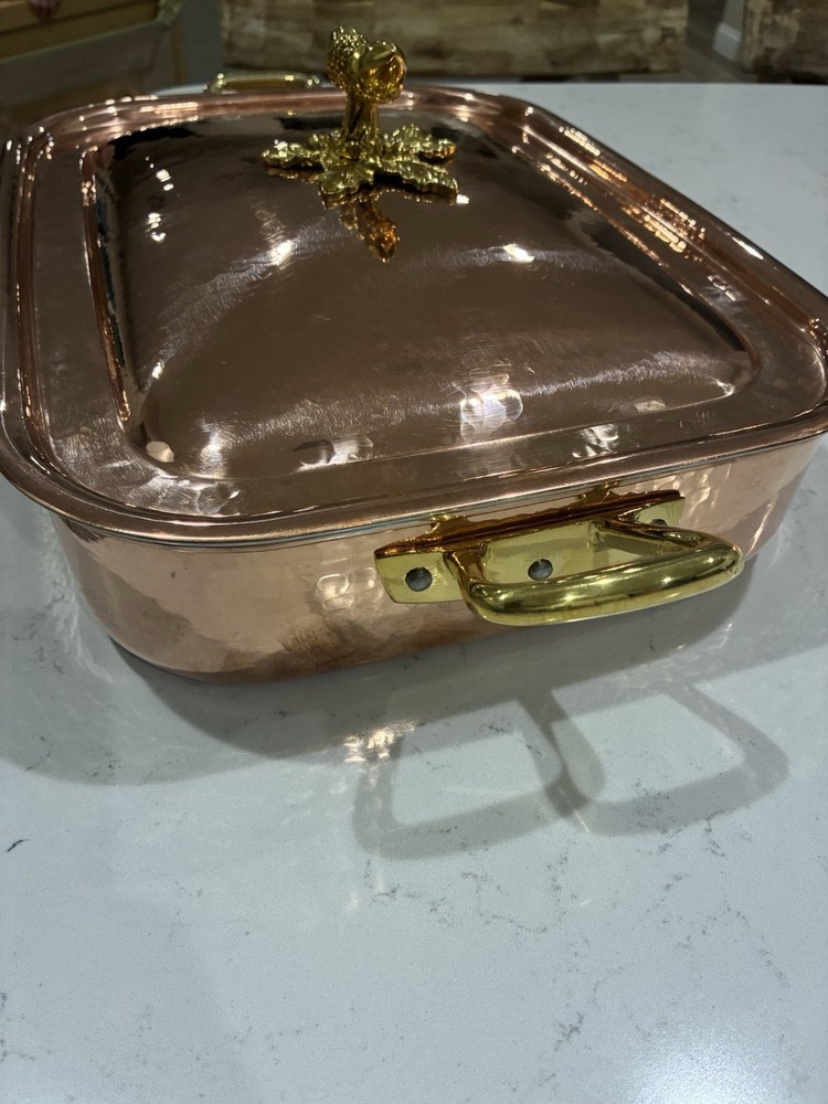 Ruffoni Tin Lined Copper Rectangular 36cm with Acorn Lid, Model 3209B36