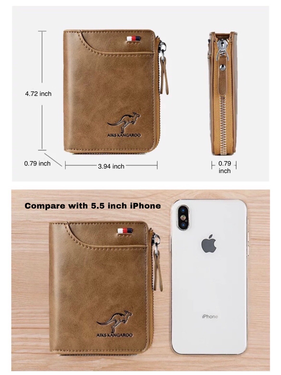 Mens RFID Blocking Leather Wallet Credit Card ID Holder Zipper Purse Waterproof