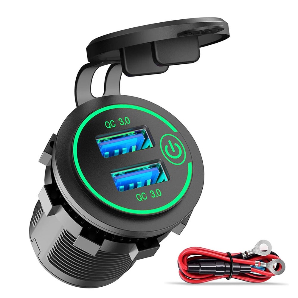 2PCS USB Outlet Quick Charge Socket 3.0 Dual USB Power Outlet with Touch Switch