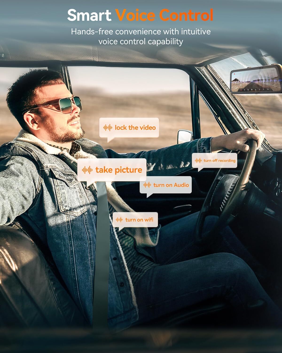 WOLFBOX G900PRO 5.8GHz WiFi Mirror Dash Cam with STARVIS 2 IMX678, Voice Control