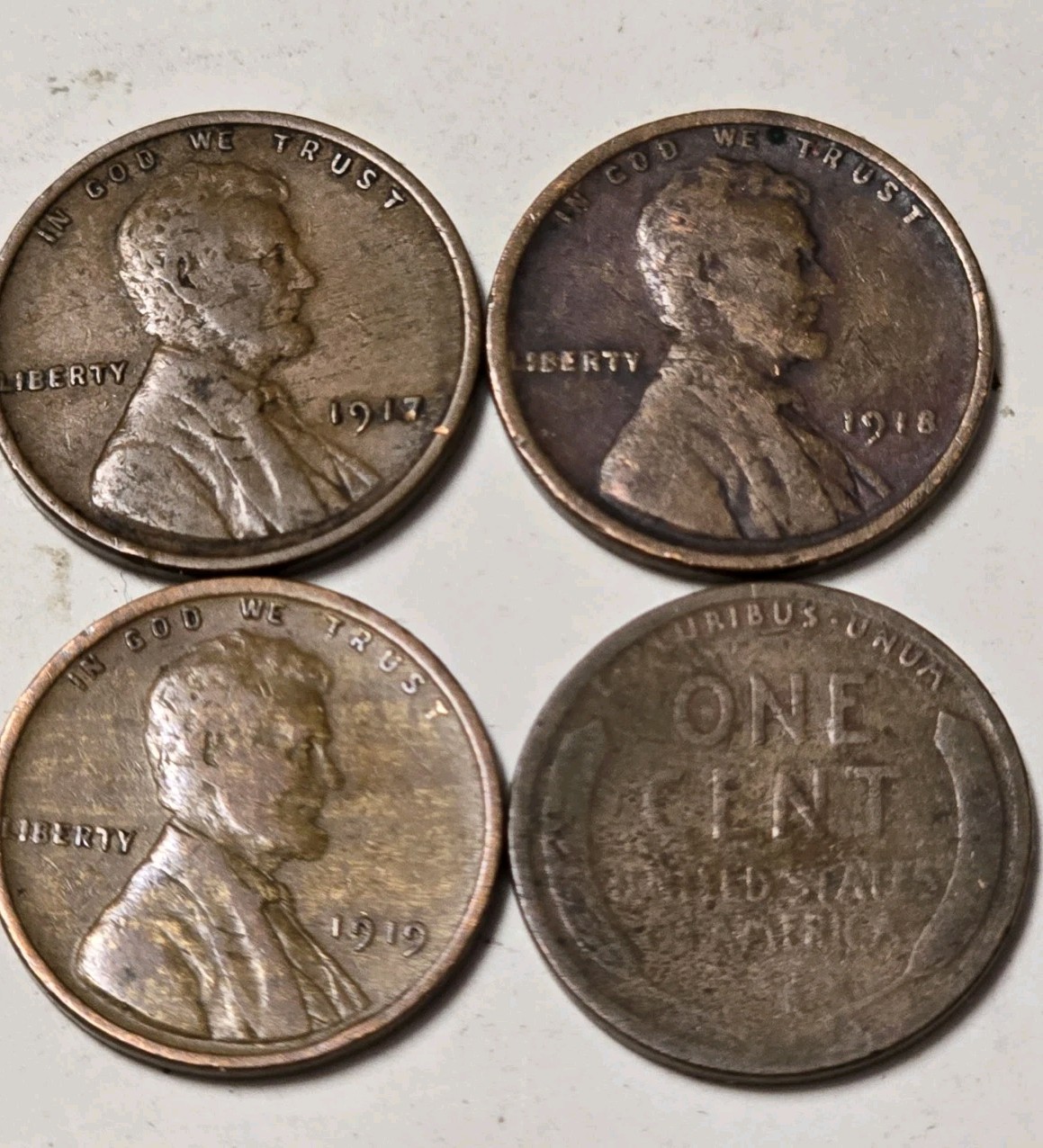 1321719288 LOT OF 8 COMMON DATES 1917-1919 WHEAT PENNIES LINCOLN CENT COINS AG!!