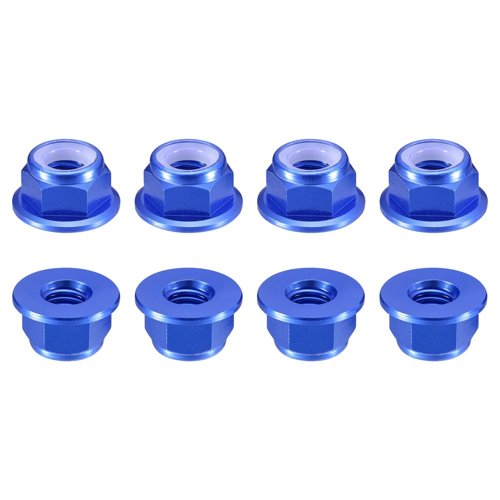 Nylon Insert Hex Lock Nuts, 8pcs - M4x0.7mm Self-Locking Nut(Sapphire Blue)