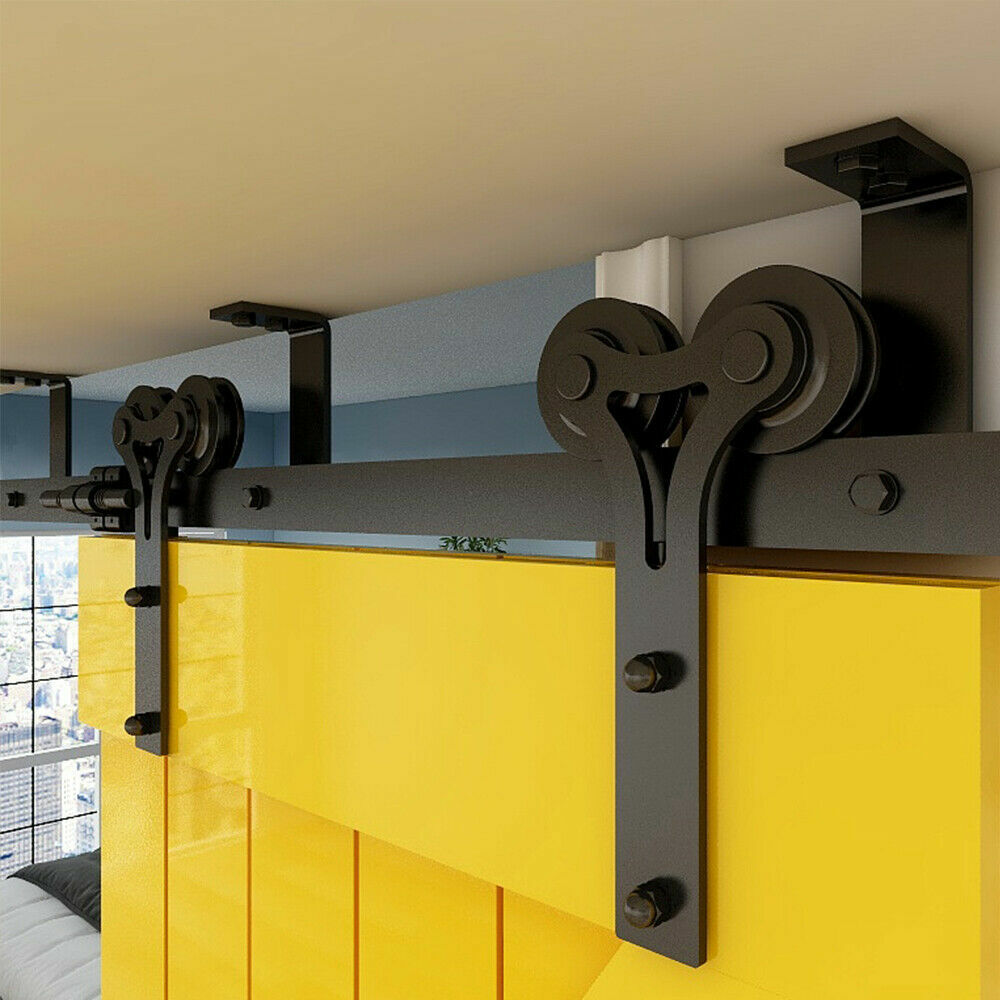 4-20FT Ceiling Mount Bracket Sliding Barn Door Hardware Track Kit Single/Double