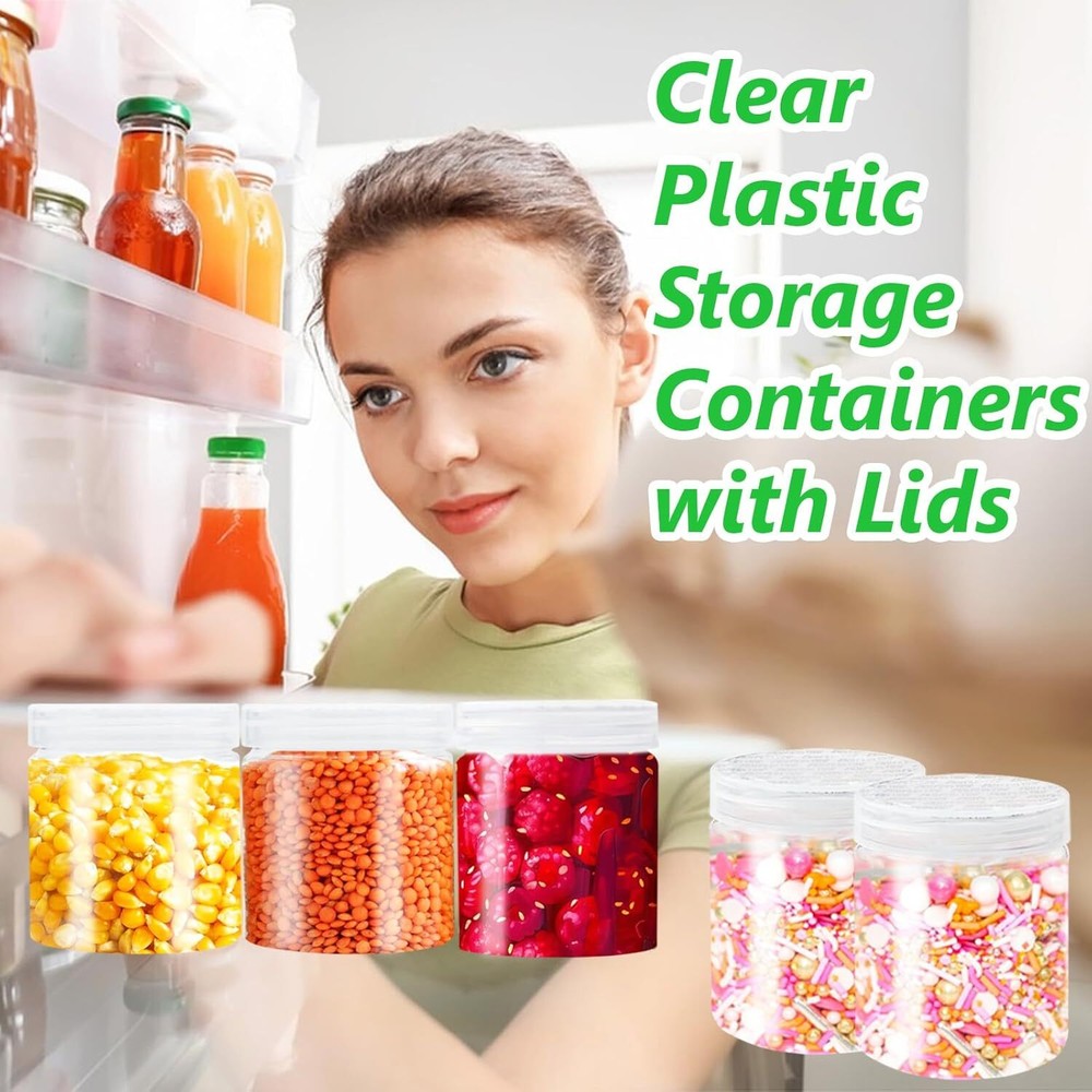 20Pack 4oz Clear Plastic Slime Containers with Lids,Round Refillable