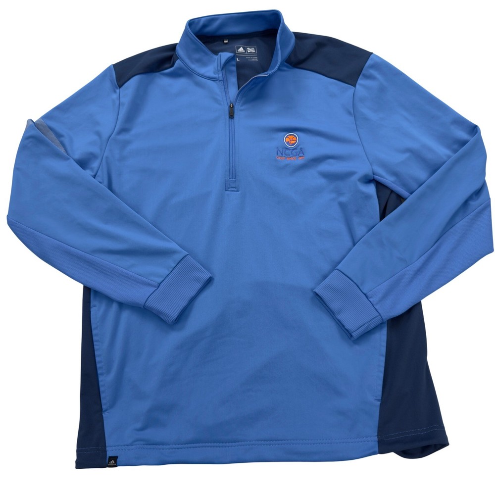 Adidas Pullover Mens Large 1/4 Zip Blue NCGA Golf Performance Colorblock Jacket