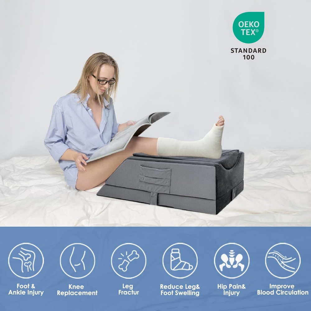 Leg Elevation Pillows for After Surgery,4-Height Adjustable Leg Elevating Pil...