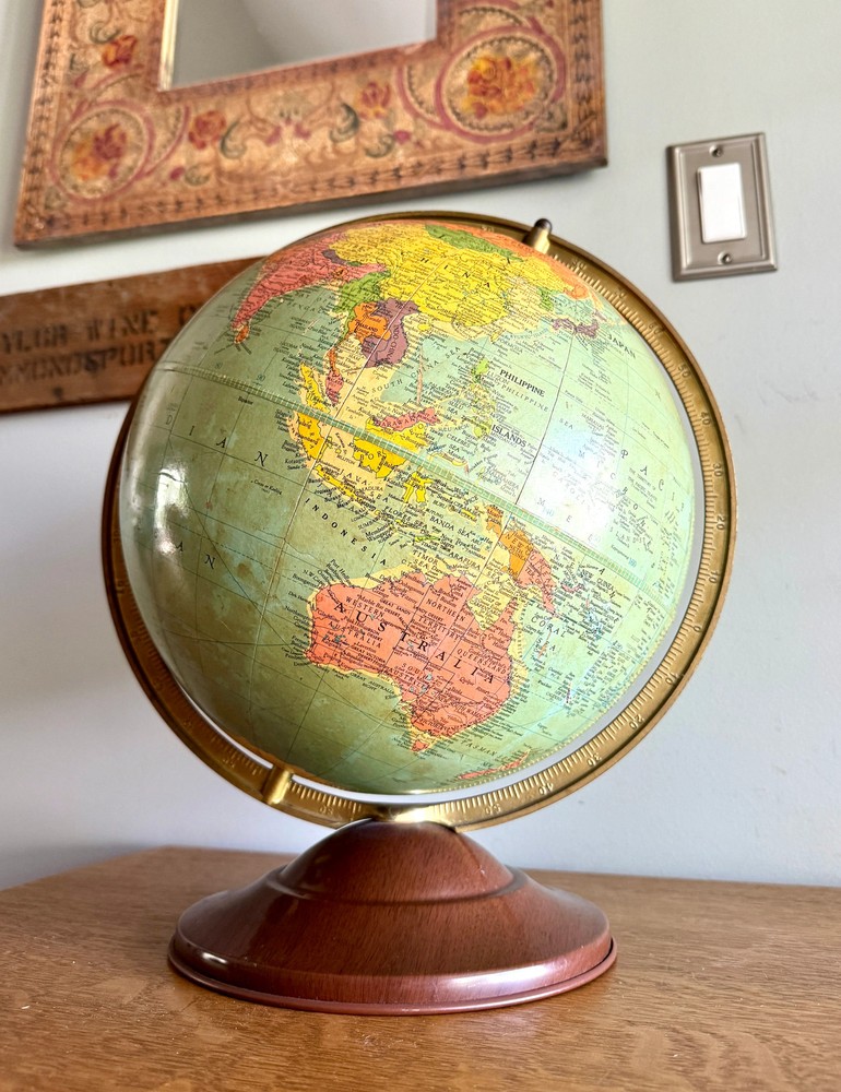 1940's Replogle 12" Reference Globe ~ Vtg World Globe on Stand