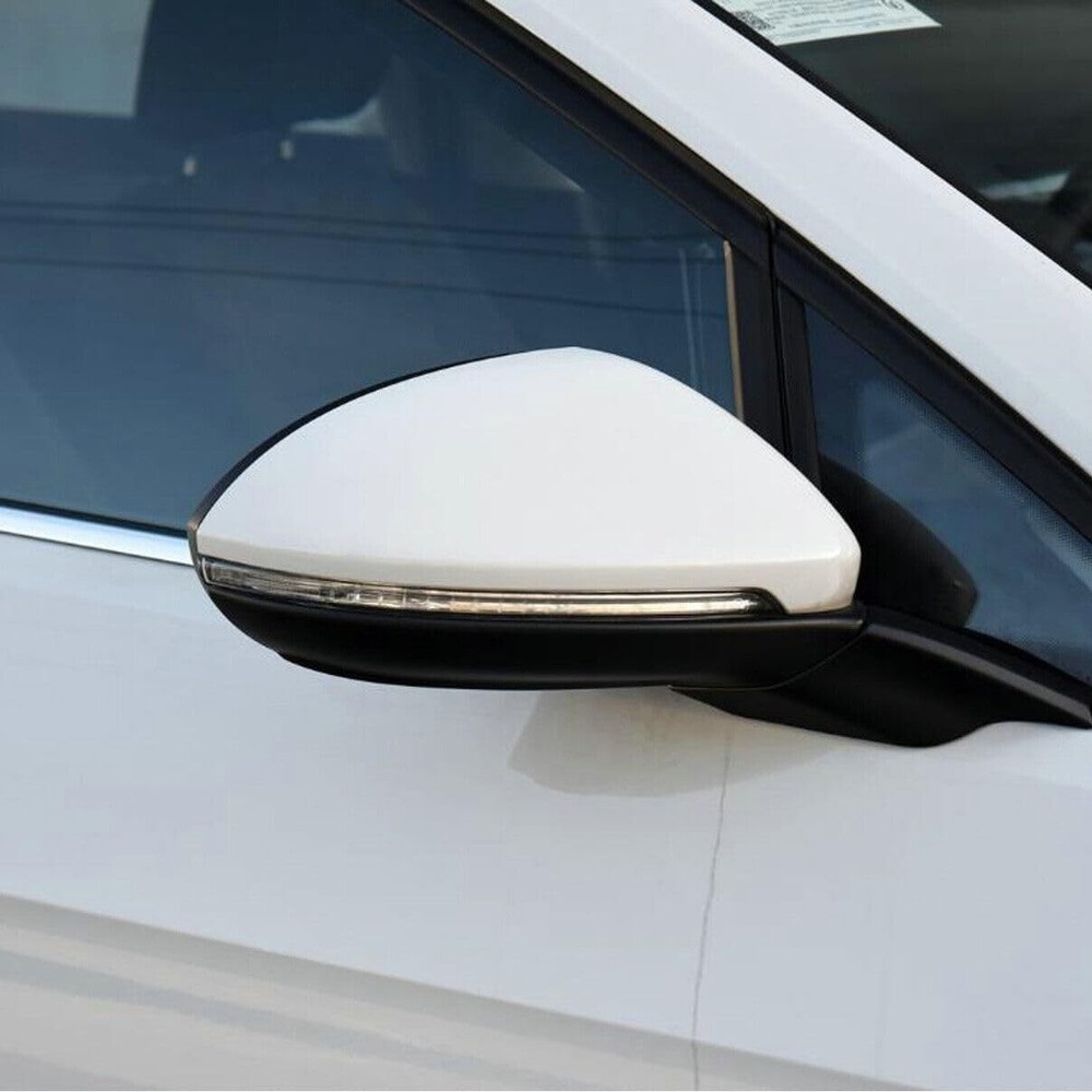 Left+Right Rearview Mirror Cover Side Caps for VW Golf Medium, White