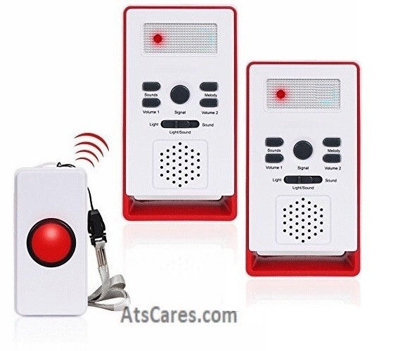 2 Button Elderly Caregiver Panic Putton - Alert System 600' Range - Waterproof