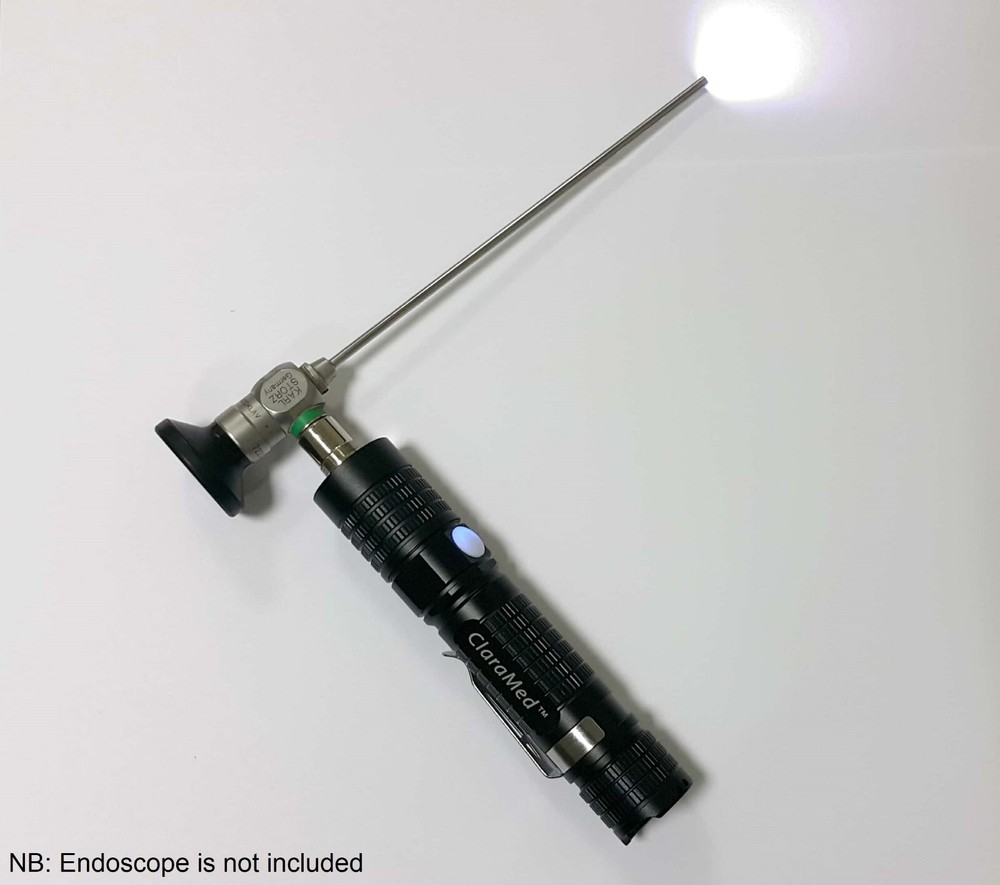 ClaraMed Battery/USB LED light source compatible with Storz endoscopes, S1