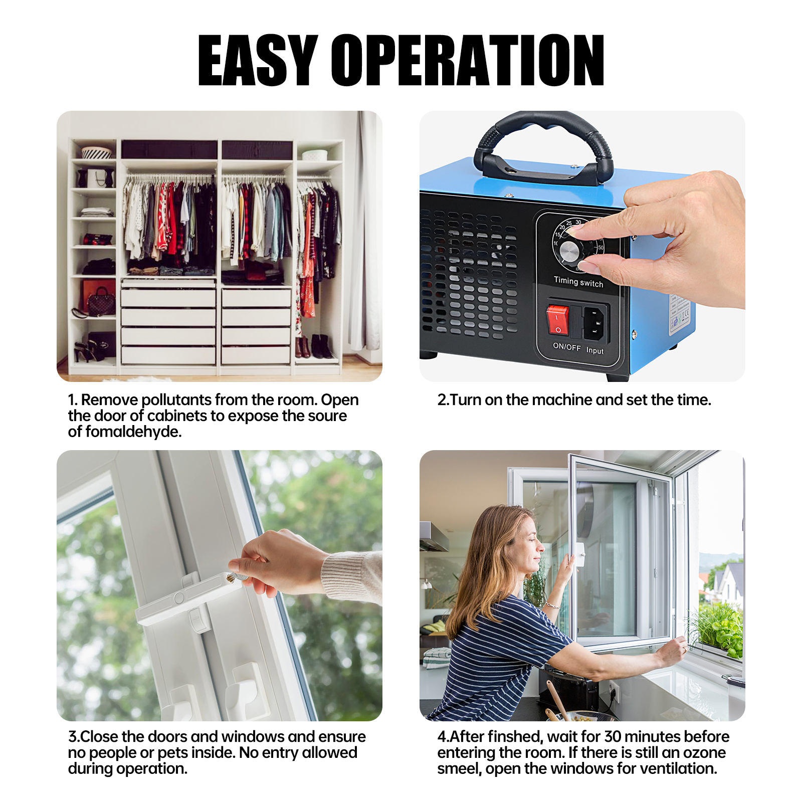 100V Air Purifier 40000mg/h Ozone Generator Machine Odor Ionizer Ozonator Timer