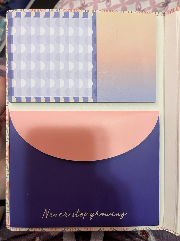 Gold Clipboard Notebook with Pastel Sticky Notes Pocket