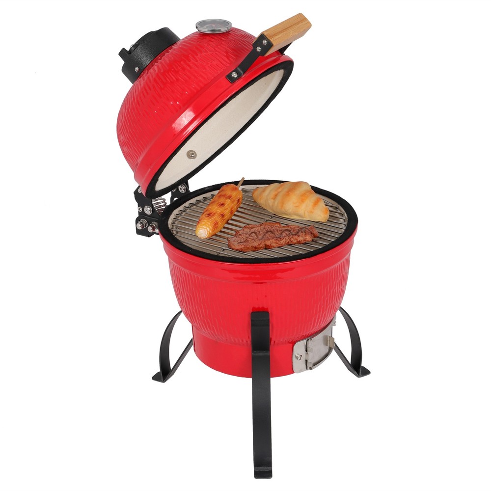13in Round Ceramic Charcoal Grill Orange