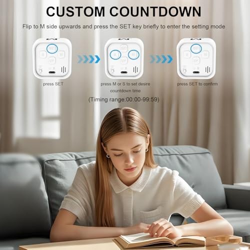 Rechargeable Rotating Pomodoro Timer - Custom Countdown 5/10/25/50 Min, ADHD Stu