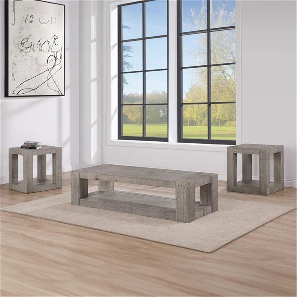 Bowery Hill Contemporary 22" Width Rectangular Pinedale End Table Grey