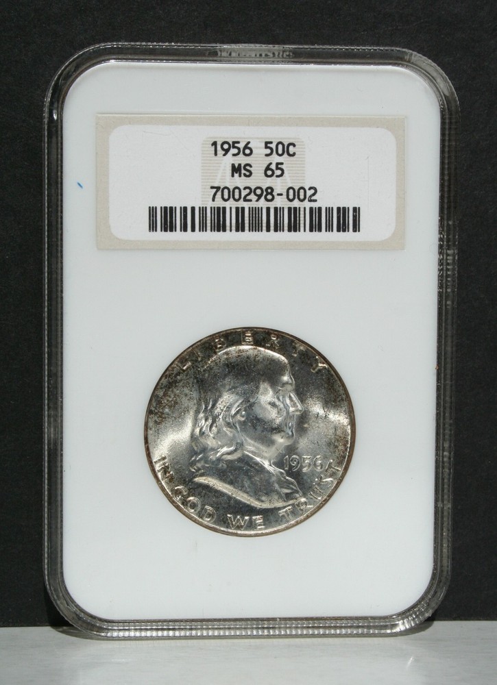 1956 NGC MS65 Franklin silver half dollar with peripheral toning