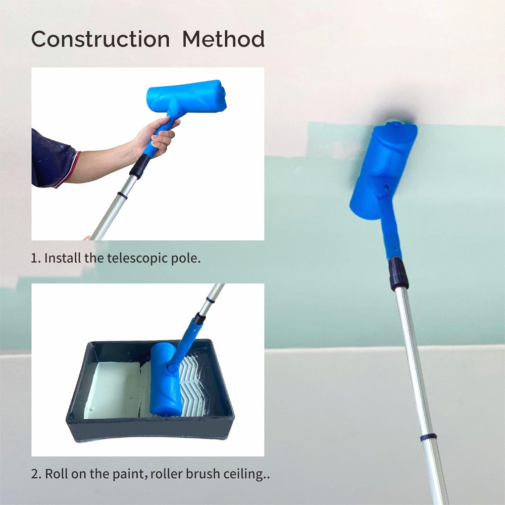 10 Inch Ceiling Paint Roller with Shield Roller and Shield with Adjustable Head