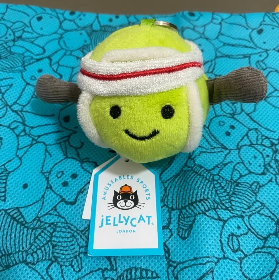 Jellycat Amuseables Tennis Ball Bag Charm Plush Keychain Soft Toy NWT