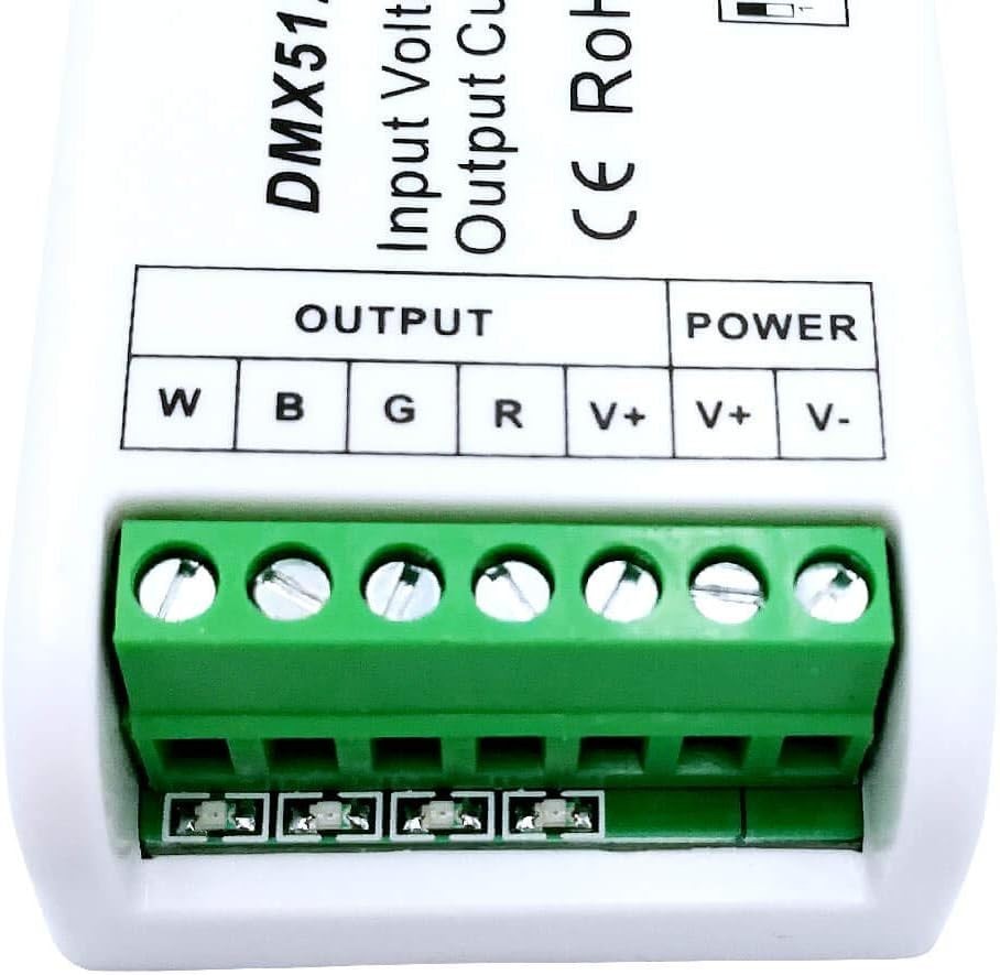 Mini 4 Channel DMX Decoder - RGBW LED Strip Controller for Custom Lighting