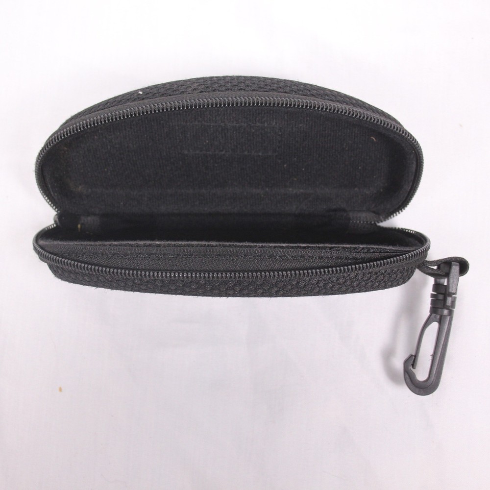 Hawk Hard Shell Zippered Eyeglass Case Black With Clip