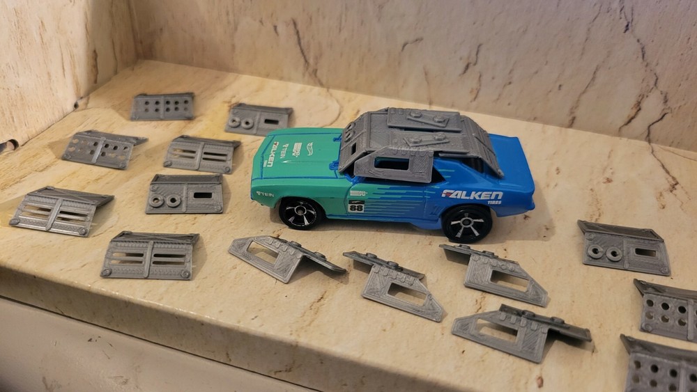 Bendable,Front,Rear and Side window armor 18 items 3d printed for 1/64 scale car