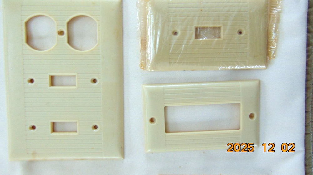 Vintage Sierra Switch Plates Ivory ** 8 MCM 1960's Lined *Mixed Pattern Groups