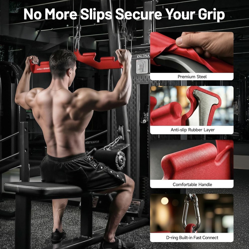 LAT Pull Down Bar with 6 Ergonomic Handles,Neutral Grip LAT Pulldown Attachments