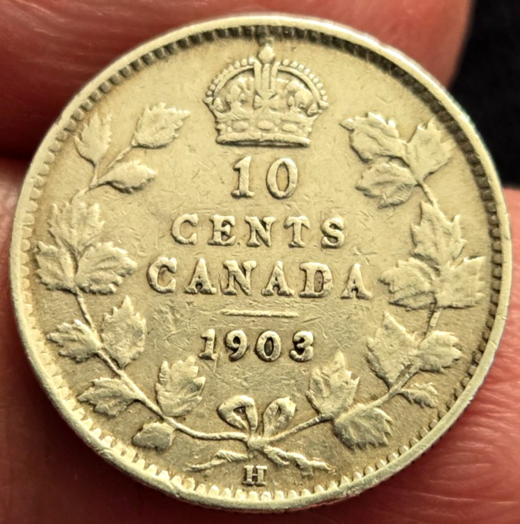 1903 H Canada Sterling Silver 10 Cents.