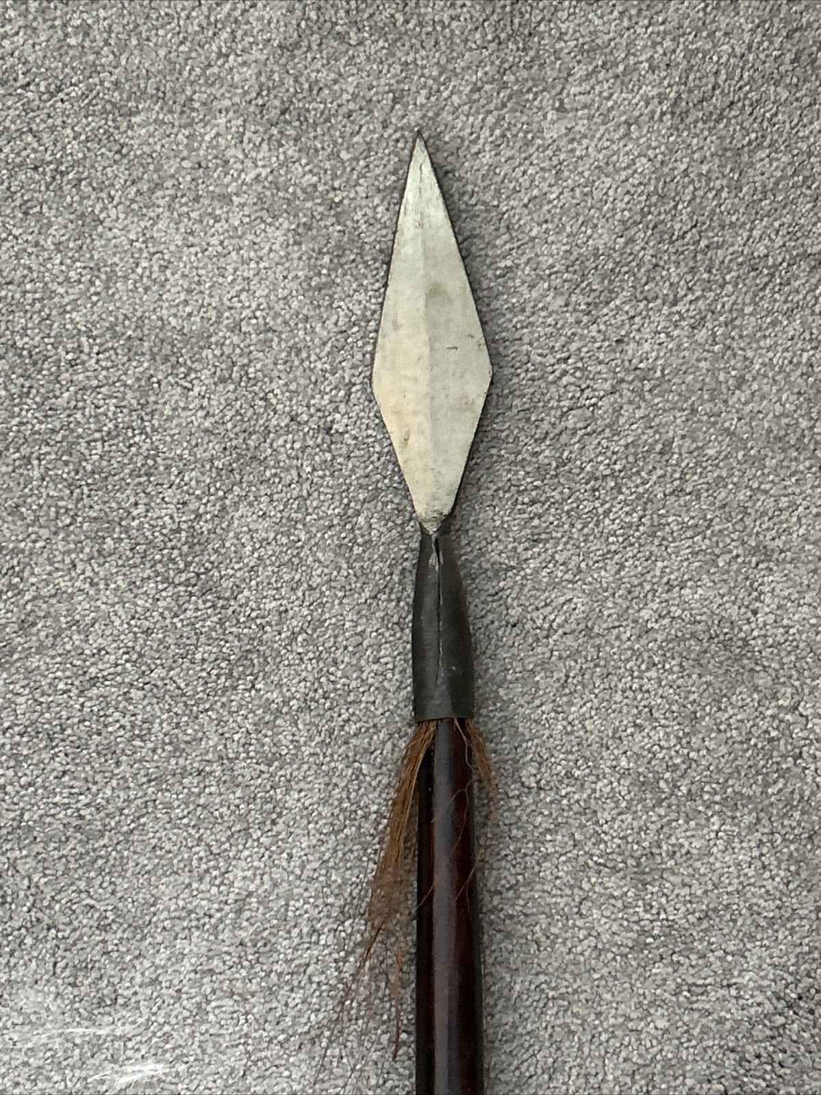 Vintage African Wood & Metal Hand Carved Spear 59”